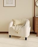 Garvee Bouclé Einzelsessel mit Armlehnen – Rundes Design & stabile Beine – Komfortabler Loungesessel für Wohnzimmer, Schlafzimmer, Empfangsbereich oder Leseecke – Weich & modern – Weiß, Fleece