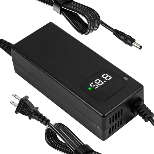YZPOWER 58.8V 2A Power Charger Adapter for 52V 14s Lithium Battery Pack Compatible with DC 1Prong 5.52.1mmConnector,52 Volt Li-ion Charger with Display and Built-in Fan
