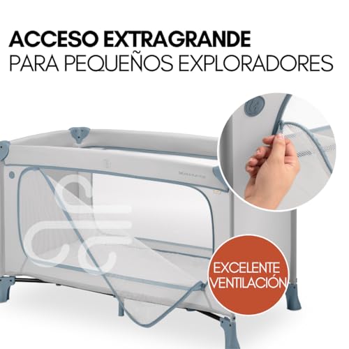 hauck Dream N Play Plus Cuna de Viaje Bebé con Pack de Accesorios XXL - Parque Infantil con Colchón Carpa de Juegos y Mosquitera - Plegable y Compacta - Bolsa Incluida - Entrada Grande - Azul - imagen 7