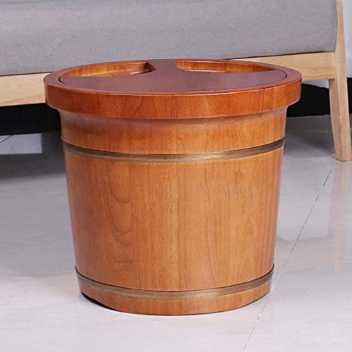 Bañera de pies de madera sólida con rueda y tapa miniatura 5