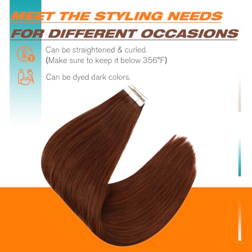 Image of Sunny Hair Tape in Hair Extensions Human Hair Medium Mahogany Brown