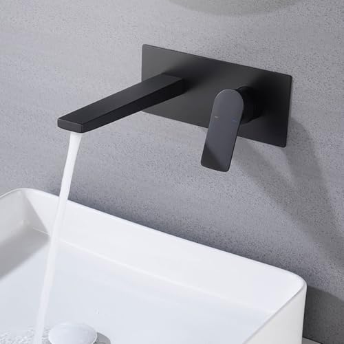 Robinet de lavabo encastrable noir en laiton pour supprimer le calcaire autour de la vasque