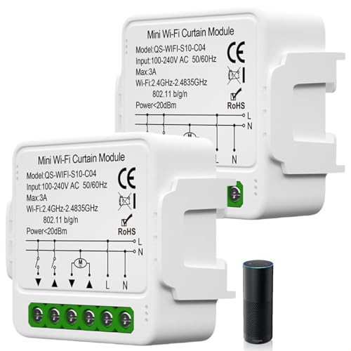 Tuya WiFi, 2 pezzi, interruttore per tapparelle, modulo 2,4 GHz, controllo smart per tapparelle, controllo app, timer per tapparelle, funzionamento con Alexa/Google