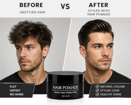 Image of Hair Cream Pomade for Men | Medium Hold & Medium Shine | Water-Based Styling Pomade | Flexible All-Day Hold | Texturizing Hair Styling Cream with Avocado Oil & Biotin | Easy Wash-Off | 100g