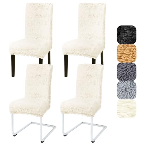 Alishomtll Stuhlhussen 4er Set Universal Stretch Hochflor Stuhlhussen Schwingstuhl Elastische Langflor Stuhlbezug Abnehmbare Waschbarer...