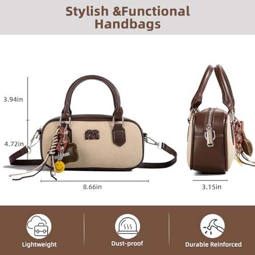 Bolso Tote clásico de lona y cuero para mujer miniatura 6