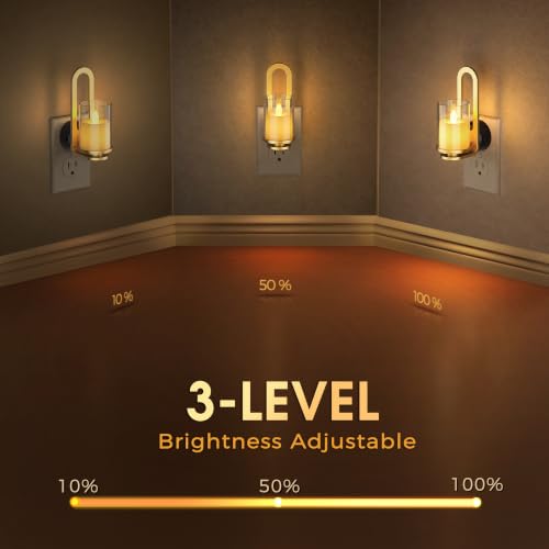 Image of Briignite Flameless Candle Night Light, Warm Night Lights Plug into Wall