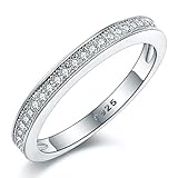 Women's Milgrain-Pave Set STERLING SILVER RING. Vintage Style Half Eternity Wedding Anniversary Band Ring With AAAAA Cubic Zirconia. 925 STAMPED. (O)