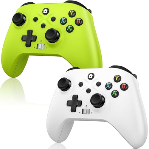 Nonbliep 2 Pack for Xbox Controller Series X|S, Xbox One X|S, PC, Wireless Controller with 2.4GHz Adapter/Macro/Turbo/3.5mm Audio Jack/Dual Vibration Green+White Need to Upgrade