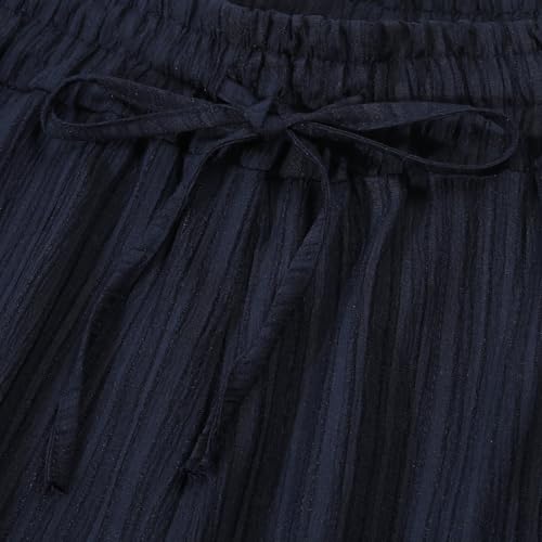 Shorts for Women Knee Length Linen Wide Leg High Waisted Beach Summer Pants Casual Mens Training Pants with4