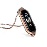 SenMore Uhrenarmband Kompatibel mit Mi Band 5 Kette Edelstahl Anhänger, Halskette Necklaces Schmuck Jewelry Gliederkette für Xiaomi Mi Band 5 (Fitness Tracker Nicht Enthalten)