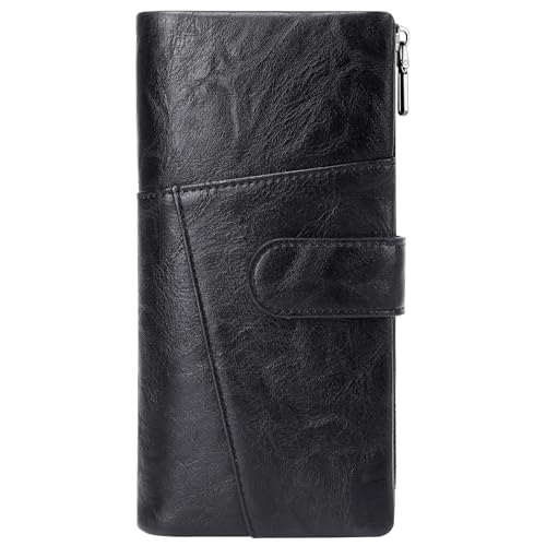 Faneam Monedero Cartera Mujer Grande, Billetera para Mujer con RFID Bloqueo, Cartera de Piel PU, Monedero con Doble Cremallera, Monedero de Gran Capacidad, 23 Compartimentos para Tarjetas