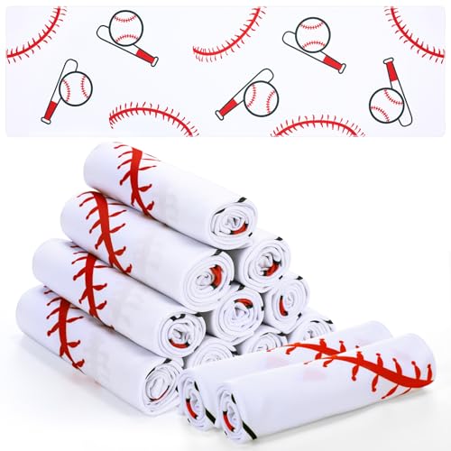 Reallnaive 12 Count Softball Cooling Towel Bulk 40 x 12 Inch Baseball Cooling Towel Sports Baseball Party Favor Softball Gifts for Team Ice Towels for Neck Face Quick Dry Breathable (White)