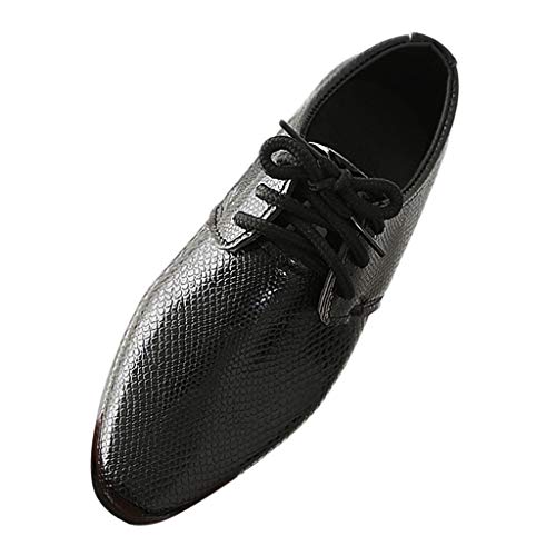 DAY8 Chaussures de Cérémonie en Cuir PU pour Garçon - Automne Hiver Mariage Soirée Bal - Chaussures de Ville à Lacets Derby Pas Cher - Caoutchouc (Noir,...