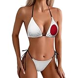 Adugen Origei Bikini Japan Flag Women Two Piece Bikini Swimsuit Tummy Control Swimsuits M
