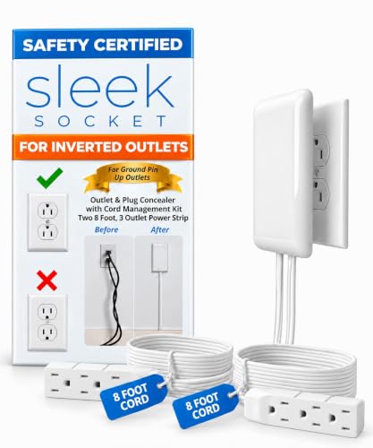 Sleek Socket Original and Patented Flat Ultra-Thin Outlet Concealer with EXTENSIO