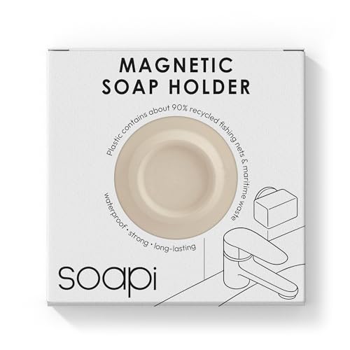Soapi - Magnetic Soap Holder – Max Strength Wall Mount, No Drilling, Eco-Friendly & Rust-Free – Recycled Fishing Nets - Off-White