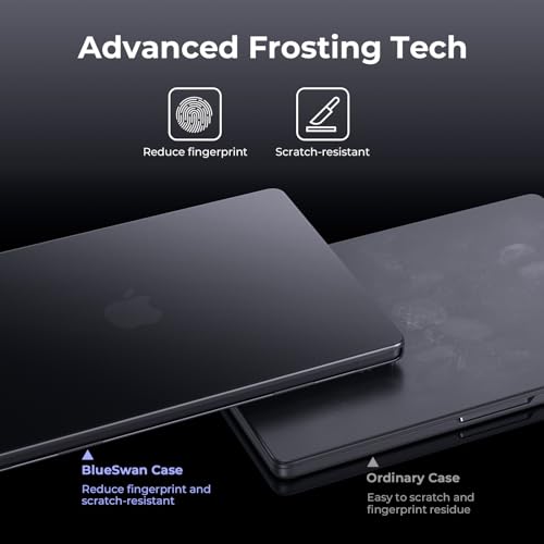 Image of BlueSwan Matte Case for MacBook Pro 14 M5 M4 M3 M2 M1 Pro /Max 2026-2021, Compatible A2992 A2918 A2779 A2442, Hard Shell Cover, Black