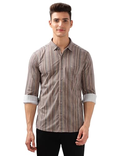 Image of BULLMER Trendy Regular Fit Striped Causal Full Sleeve Shirt for Men.