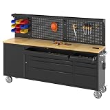 SPECRAFT 84' Rolling Tool Chest with 10 Drawers, Tool Chest with Wheels–3000 LBS Capacity, Power Outlets, for Garage, Workshop & Home Use, Black