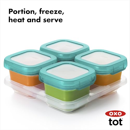 OXO Tot Baby Blocks Food Storage Containers, Teal, 6 oz