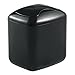 mDesign Plastic Square Mini Wastebasket Trash Can with Swing Lid for Bathroom Vanity, Makeup Table, Inside Cabinet, Cupboard - Holds Garbage, Waste, Recycle - Aura Collection - Black