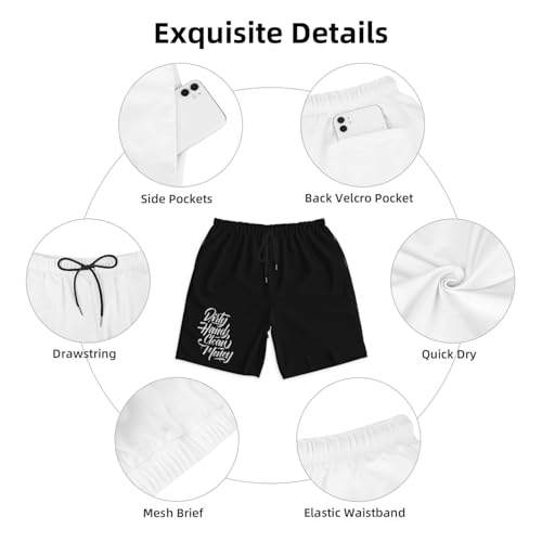 Dirty Hands Make Clean Money Men's Quick-Dry Board Shorts 7" - Swim Trunks Summer Hawaii Beach4