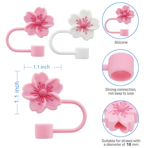 Image of Straw Cover Cap for Stanley Cup,Silicone Straw Topper 10mm 0.4in Dust-Proof Reusable Straw Tips Lids,Straw Tip Covers for Stanley Cups Accessories