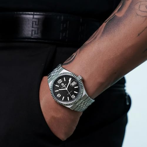 Image of Carlton London Rover Men Analog Watch, Round Dial, Stainless Steel Strap, Quartz Movement, 40 mm Case, Premium Wide Strap Design, 30M Water Resistant, Casual Formal Wear