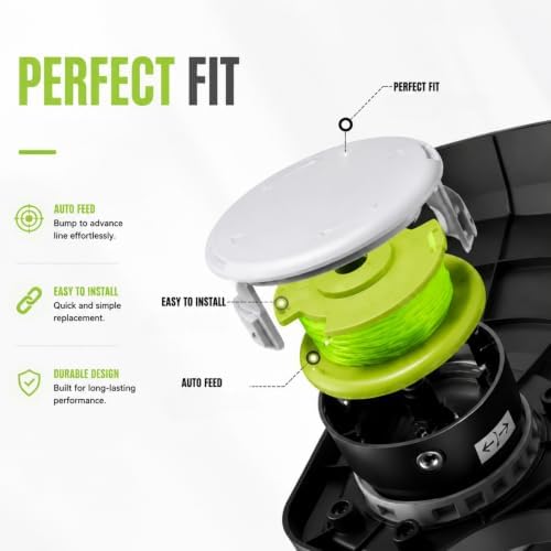LCJZSET Weed Eater String Compatible with Ryobi One Plus+ AC80RL3, 0.080" Trimmer Line Refill Replacement Spool for Ryobi 18V 24V 40V Weed Wacker (12 Pack Replacement Spools, 3 Trimmer Cap Covers) 71 - 1