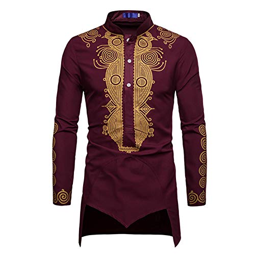 Janjunsi Herren Nahen Osten Kaftan Muslimische Hemden, Arabisch Islamische Abaya Langarm Bronzing Hemden Ethnische Kleider Robe Cover