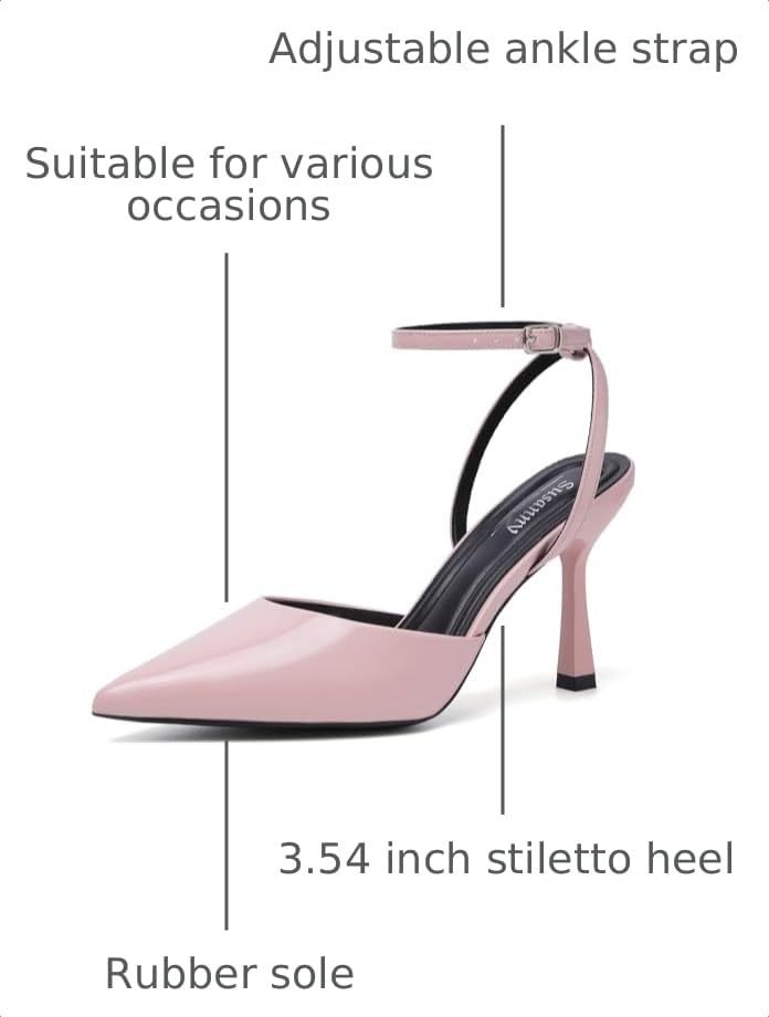 Image of Susanny Heels for Women Stiletto Closed Pointed Toe Backless Dress Shoes High Heels Sexy Kitten Pumps Wedding Guest Party Dance Prom Dressy Comfort Shoes