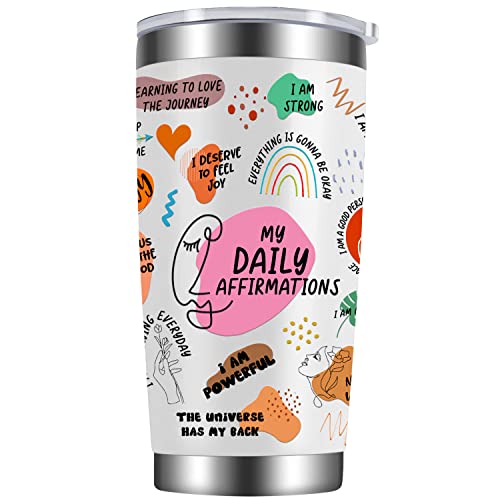 Leado Daily Affirmations Tumbler - Positive Affirmations, Mental Health, Self Love, Mindfulness Gifts - Funny Valentines, Encouragement, Motivational, Inspirational Gifts For Women, Friends, Teen Girl #TOP26