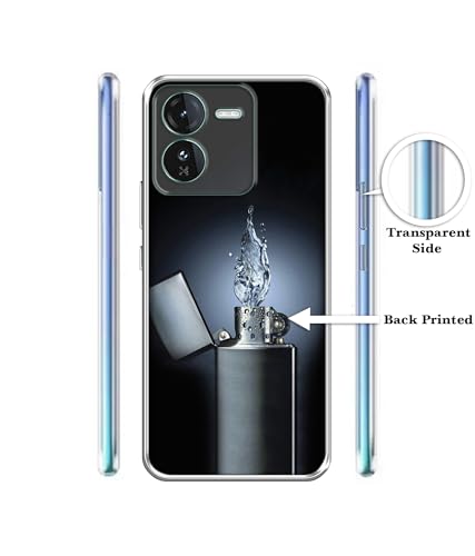 Image of Casotec Water Lighter Design Printed Silicon Soft TPU Back Case Cover for iQOO Z9 5G, Black
