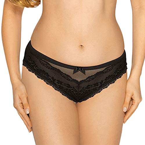 Preisvergleich Produktbild Gaia Dame Slip Unterhoise Spitze Schleife Unterwäsche 952P Claudia, Schwarz,XXL