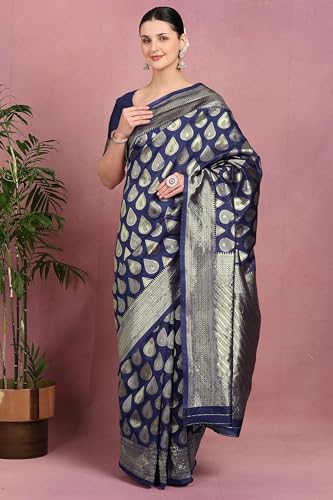 Image of Subham Saree for Woman Silk Cotton Kanjivaram | Soft Daily Wear Golden Zari Sari with Jacquard Blouse Piece
