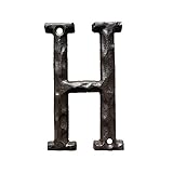 Jerrybaby 5 Inch House Letters, Rustic Cast Iron Metal Home Address Number & Letters/Unique Hammered Look, Letter H