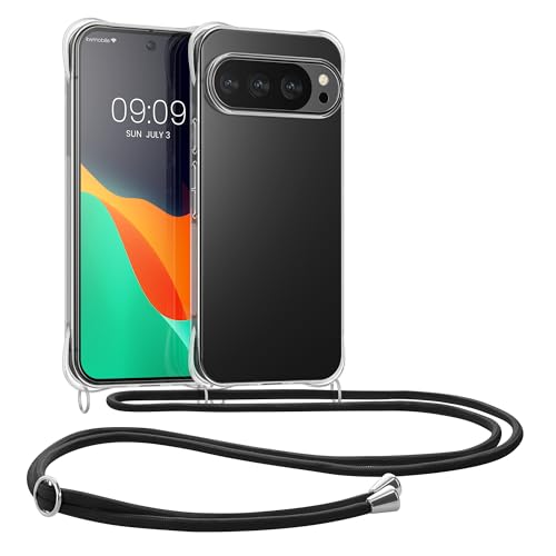 kwmobile Crossbody Case Compatible with Google Pixel 10 Pro XL Case - Clear TPU Phone Cover w/Lanyard Cord Strap - Transparent/Black - image 1