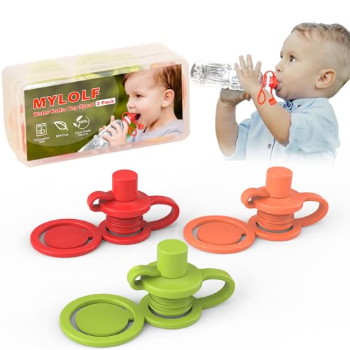 Image of Silicone Water Bottle Top Spout: No Spill Bottle Spout Adapter for Kids Baby Toddler - BPA-Free - 3 Pack