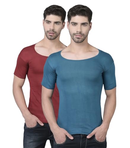 Image of Dollar Lehar Men Combed Cotton Round Neck with Sleeve Vest -Colour May Vary