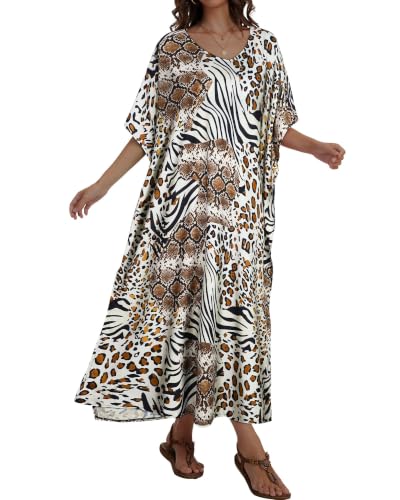 Image of Kaftan Dresses for Women V Neck Caftan Batwing Sleeve Swimsuit Cover Up