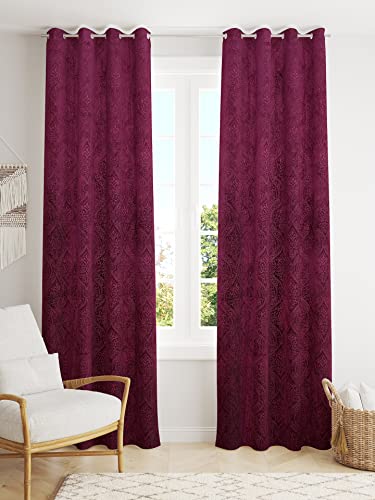 Image of Homefab India 2 Piece Velvet Door Curtains - 7 feet, Wine