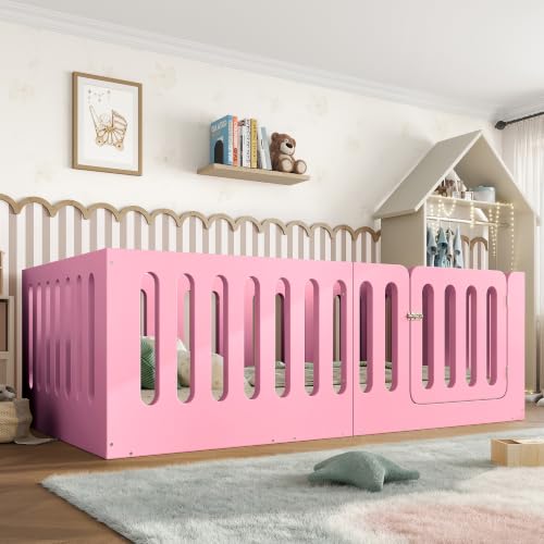 Image of Bellemave Twin Montessori Floor Bed Frame,Pink