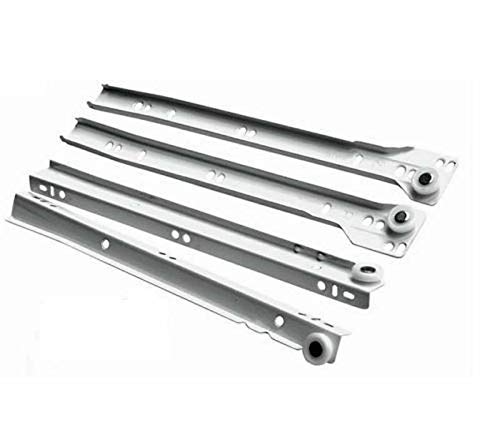 Metal Roller Bottom Fix Drawer Runners Size 350mm White (1 x Pair)