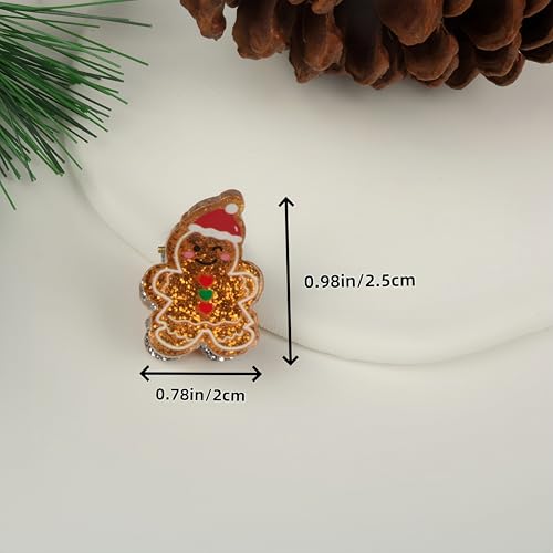 10 piezas mini clip de uñas navideñas para mujer con diseños de árbol de navidad, guantes, hombre de jengibre, muñeco de nieve y Santa Claus - accesorios de pelo para fiestas y regalos para niñas miniatura 6