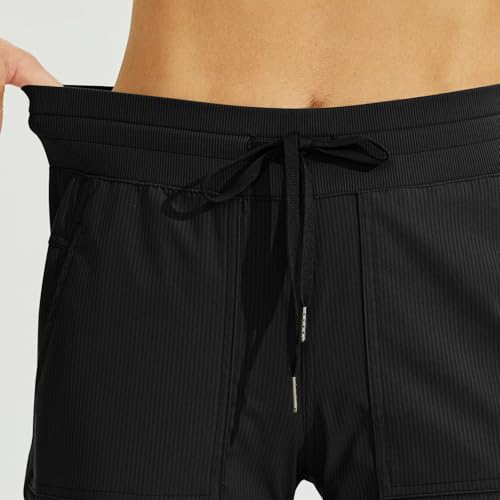 Oplxuo Women Capri Pants Ruched Summer Trendy Casual High Waist Drawstring Cropped Pants Beach Vacation Capris with Pockets3