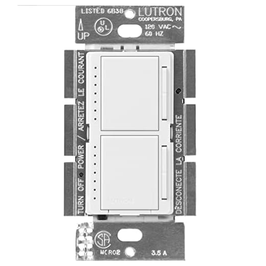 Lutron Maestro Dual Digital Dimmer Switch Only for Incandescent Bulbs, 300-Watt/Single-Pole, MA-L3L3-WH, White