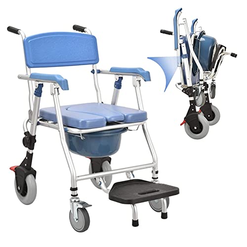 LXBH Toilettenstuhl Fahrbar Dusch Toilettenstuhl für Senioren mit Rollen,...