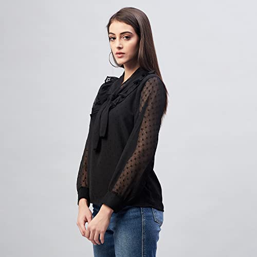 Image of Carlton London Women's Solid Polyester Blend Regular Fit Blouse