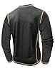 Mens Long Sleeve T Shirt Henley T-Shirts Cotton Casual Collarless Grandad Shirts Black XXXL #2
